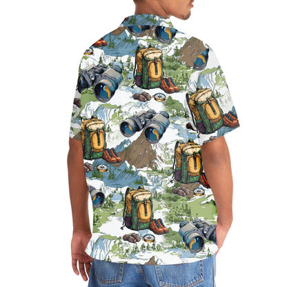 Hiking Mountain Backpack Binoculars Hawaiian Shirt - 3XL - hawaiian shirt
