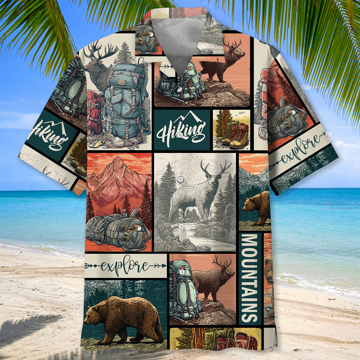 Hiking on Top of Mountains Hawaiian Shirt - L - hawaiian shirt
