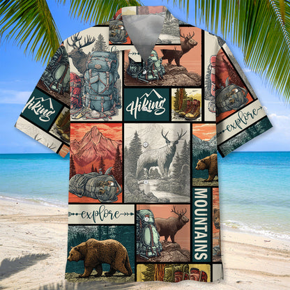 Hiking on Top of Mountains Hawaiian Shirt - L - hawaiian shirt