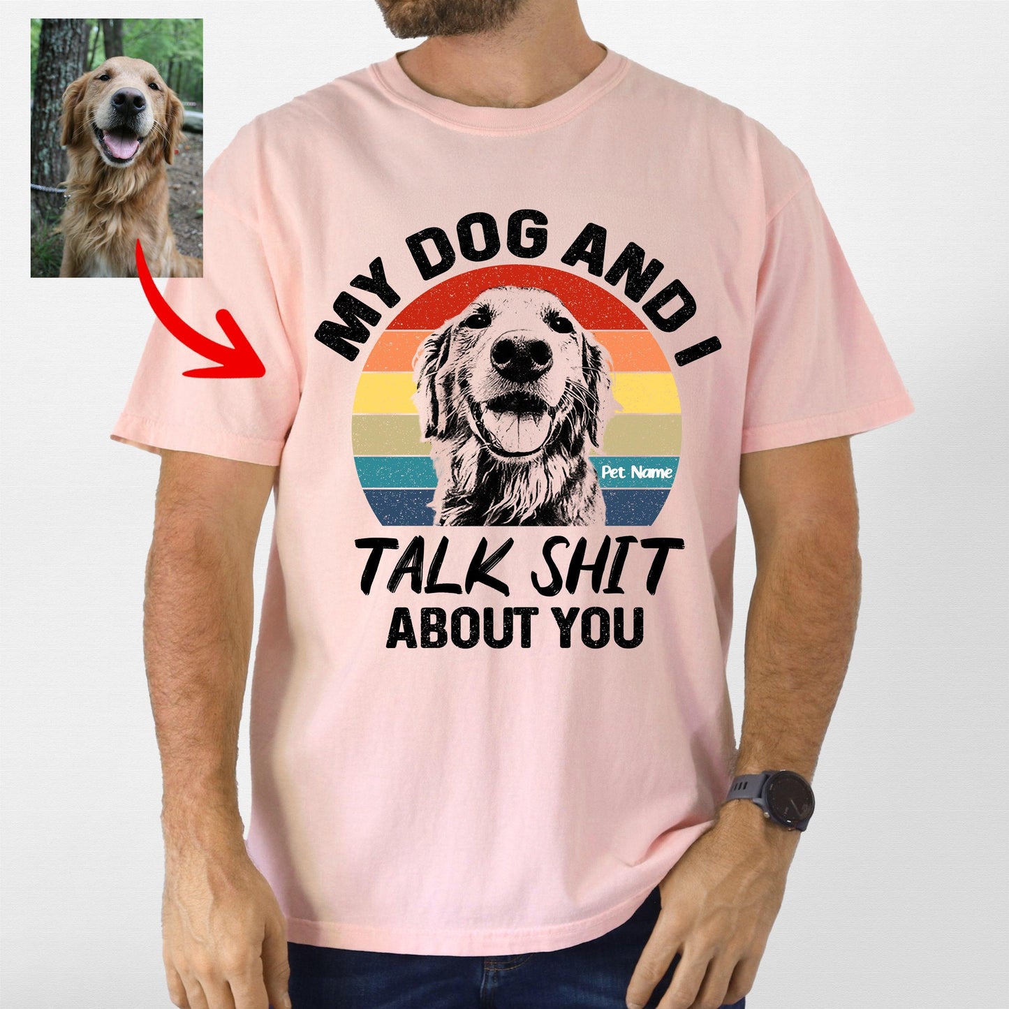 Hilarious Personalized Dog T-Shirt for Dog Dad, custom pet portrait gift for pet lovers (view 2)