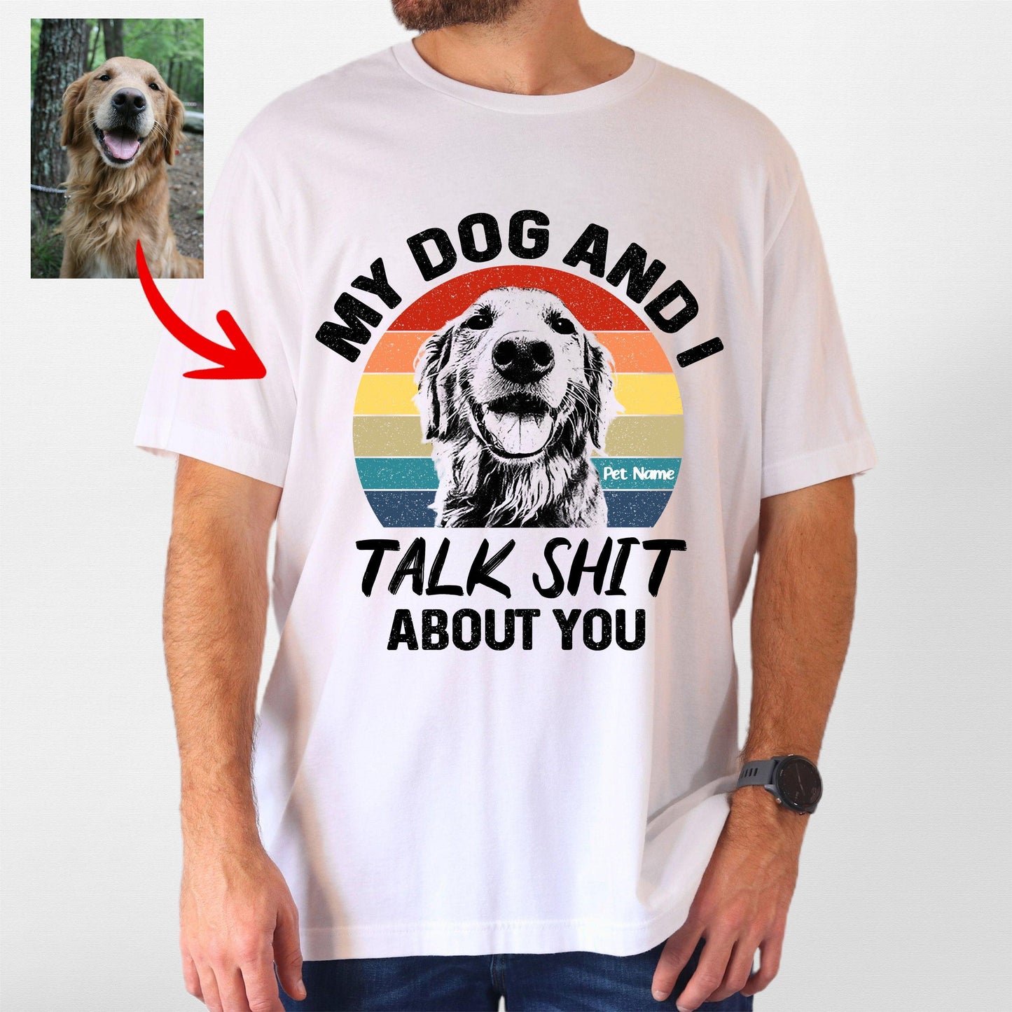 Hilarious Personalized Dog T-Shirt for Dog Dad, custom pet portrait gift for pet lovers (view 4)