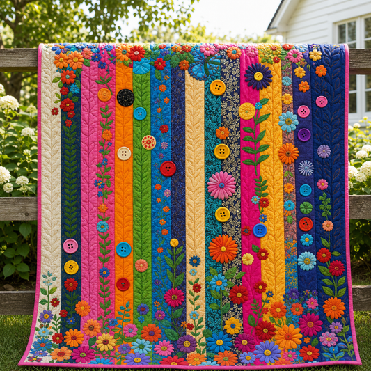 Hippie Bloom Quilt Blanket - Quilted Blanket by OtterMia