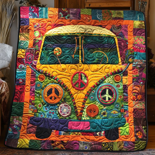 Hippie Camper Van Quilt Blanket