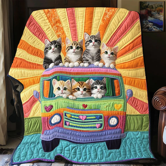 Hippie Cats Quilt Blanket