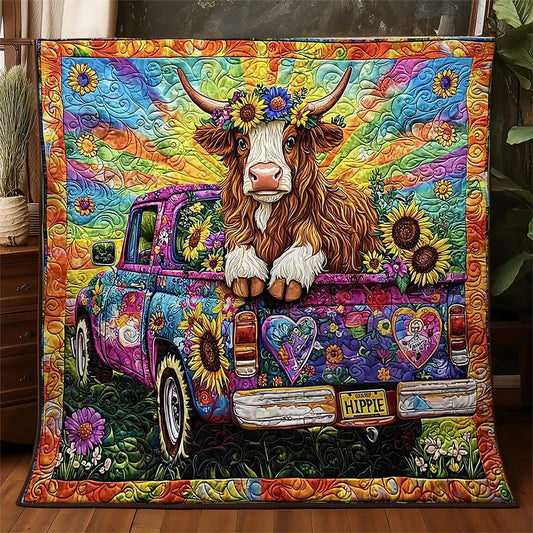 Hippie Cow Quilt Blanket