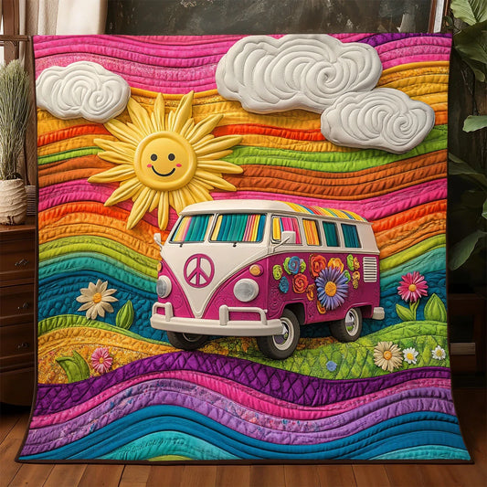 Hippie On The Road Quilt Blanket