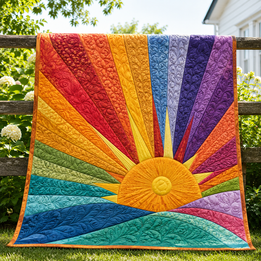 Hippie Sun Quilt Blanket - Quilted Blanket by OtterMia