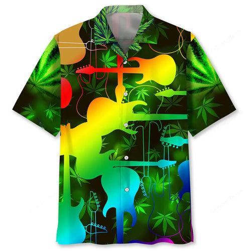 Hippie Guitar Abstract Hawaiian Shirt - M - hawaiian shirt