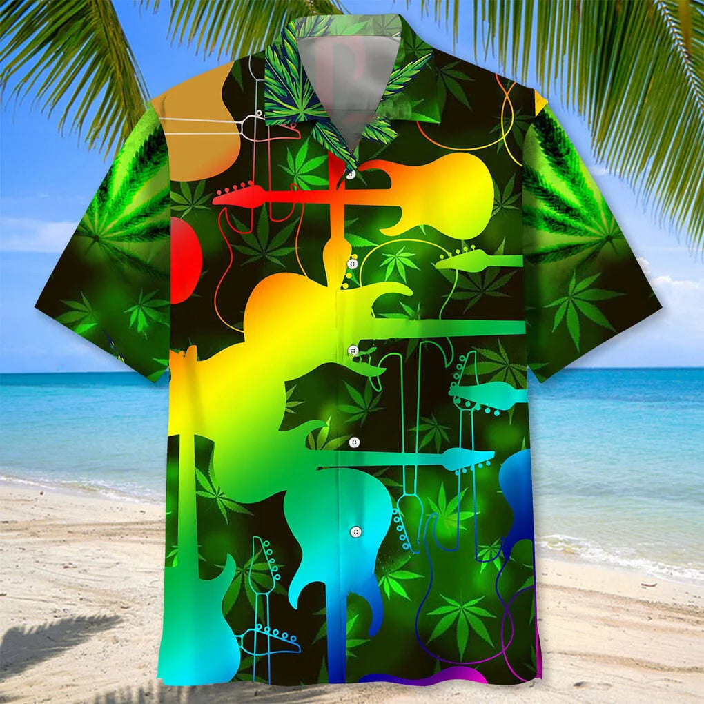 Hippie Guitar Abstract Hawaiian Shirt