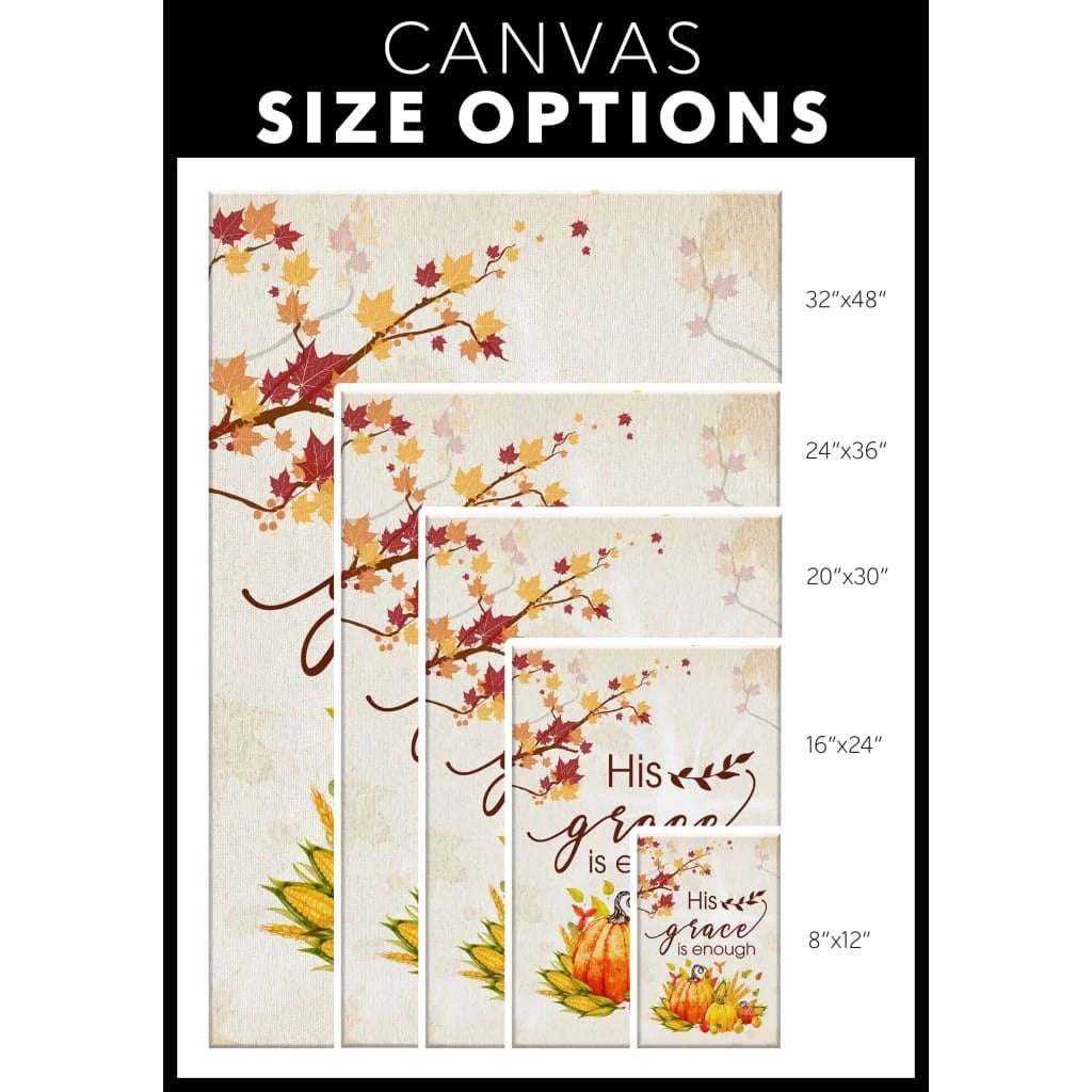 his grace is enough thanksgiving canvas wall art (Landscape) (view 3)