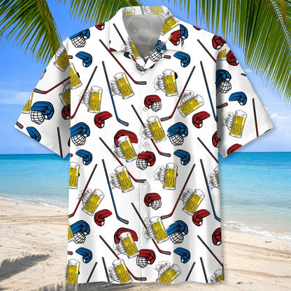 Hockey a Man Cannot Survive on Beer Alone Hawaiian Shirt