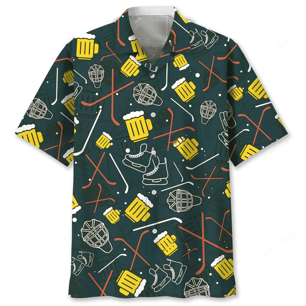 Hockey Beer Hawaiian Shirt