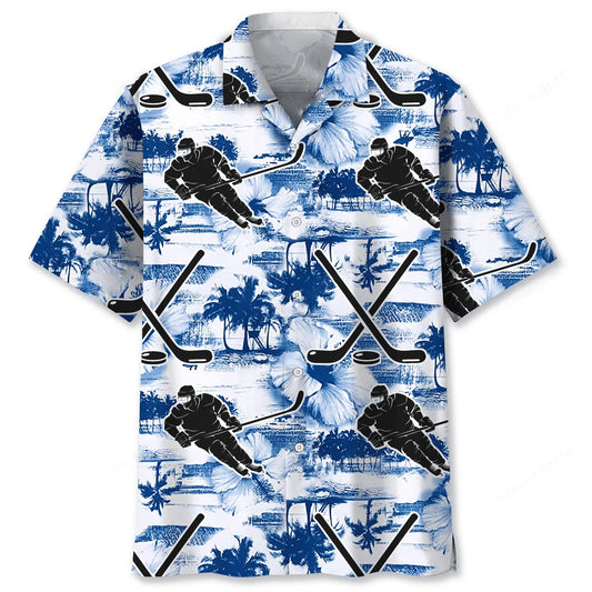 Hockey Blue Nature Hawaiian Shirt - S - hawaiian shirt