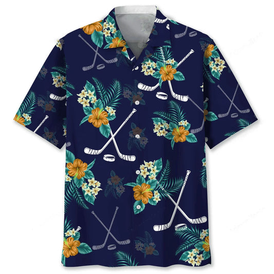 Hockey Hawaiian Tropical Hawaiian Shirt - S - hawaiian shirt
