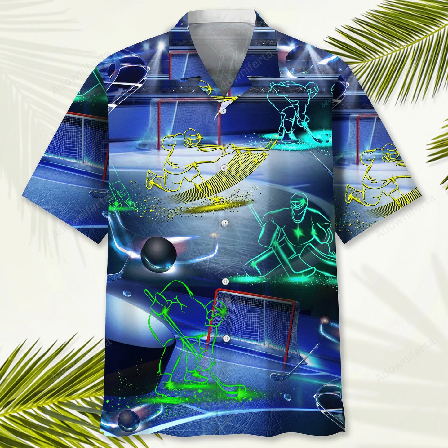 Hockey Neon Hawaiian Shirt