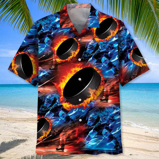 Hockey Puck Thunder Hawaiian Shirt - S - hawaiian shirt