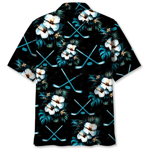 Hockey Tropical Blue Hawaiian Shirt