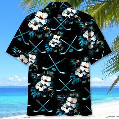Hockey Tropical Blue Hawaiian Shirt