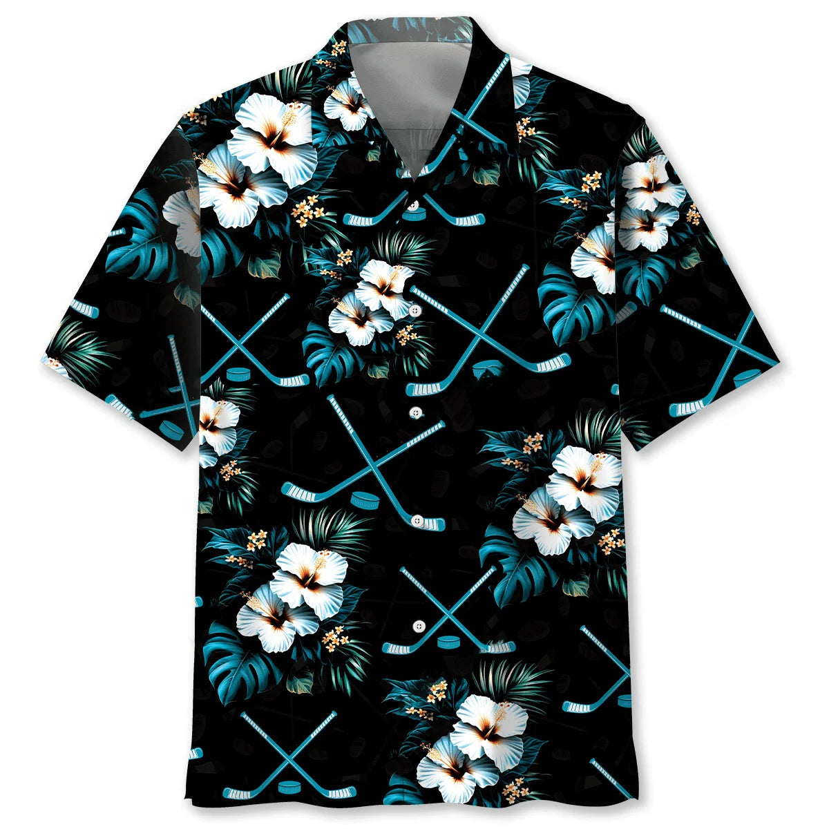 Hockey Tropical Blue Hawaiian Shirt