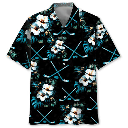 Hockey Tropical Blue Hawaiian Shirt