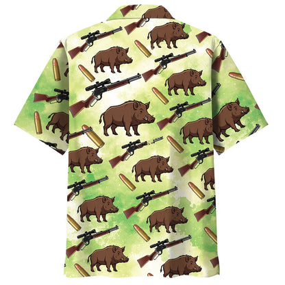 Hog Hunting Green Hawaiian Shirt