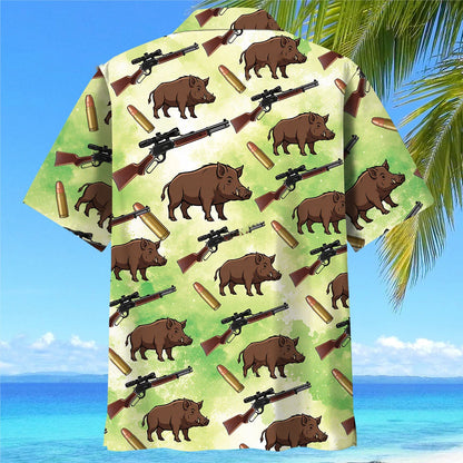 Hog Hunting Green Hawaiian Shirt