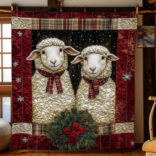Holiday Barn Sheep Quilt Blanket