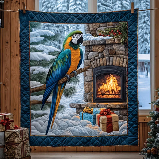 Holiday Blue And Gold Quilt Blanket