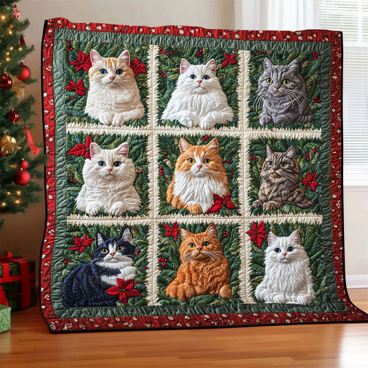 Holiday Cat Charm Quilt Blanket