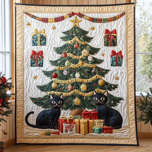 Holiday Cat Quilt Blanket
