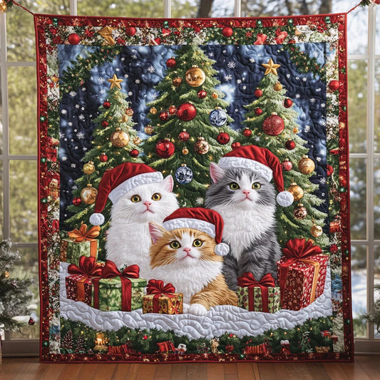 Holiday Cat Quilt Blanket