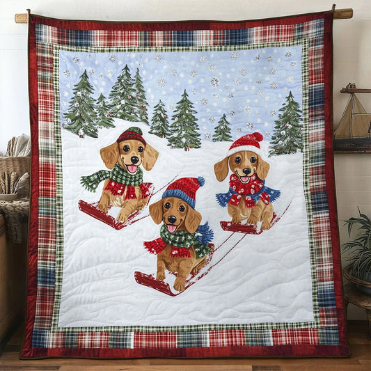 Holiday Cheer Dachshund Quilt Blanket