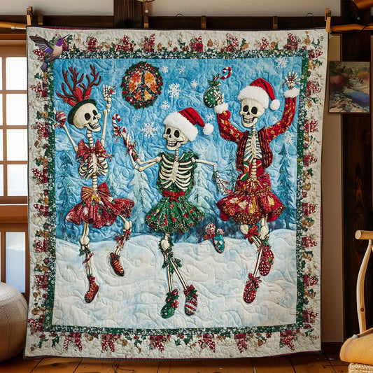 Holiday Cheer Skeletons Quilt Blanket