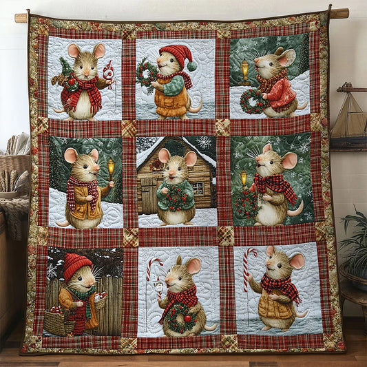 Holiday Choir Mouse Quilt Blanket