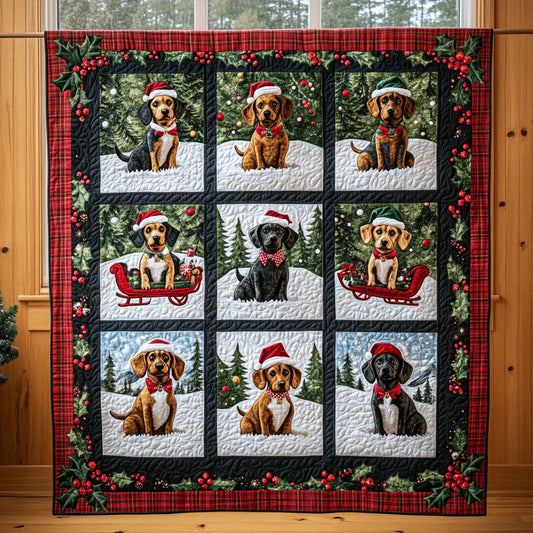 Holiday Dachshund Quilt Blanket