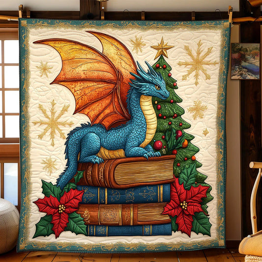 Holiday Dragon Book Quilt Blanket