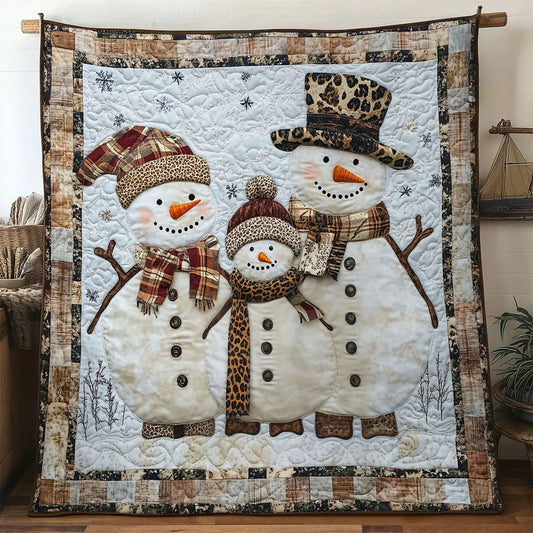 Holiday Family Snowman Quilt Blanket