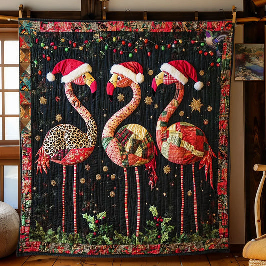 Holiday Flamingo Delight Quilt Blanket