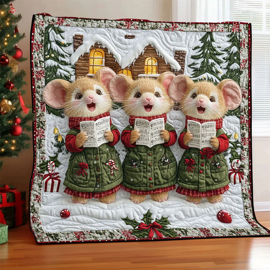 Holiday Harmony Mice Quilt Blanket