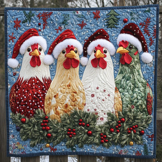Holiday Hen Quilt Blanket