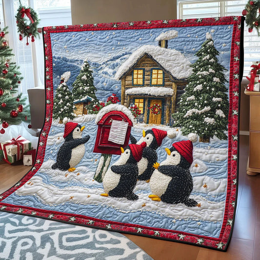 Holiday Penguin Quilt Blanket