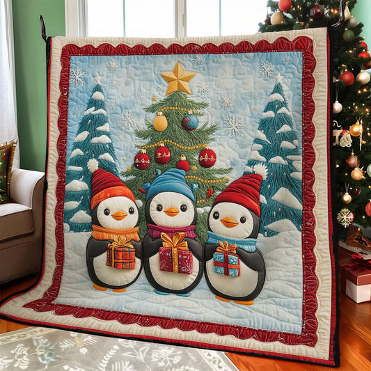 Holiday Penguin Quilt Blanket