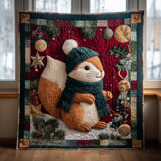Holiday Squirrel Quilt Blanket