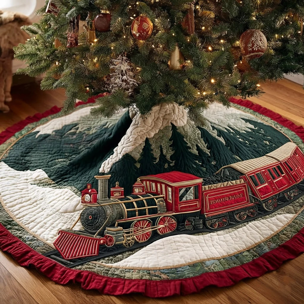 Holiday Voyage Christmas Quilted Tree Skirt