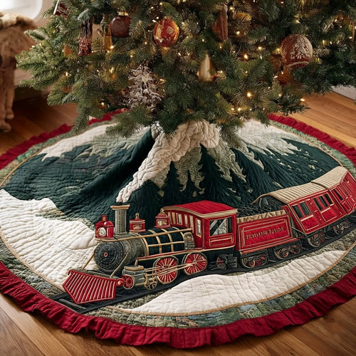 Holiday Voyage Christmas Quilted Tree Skirt