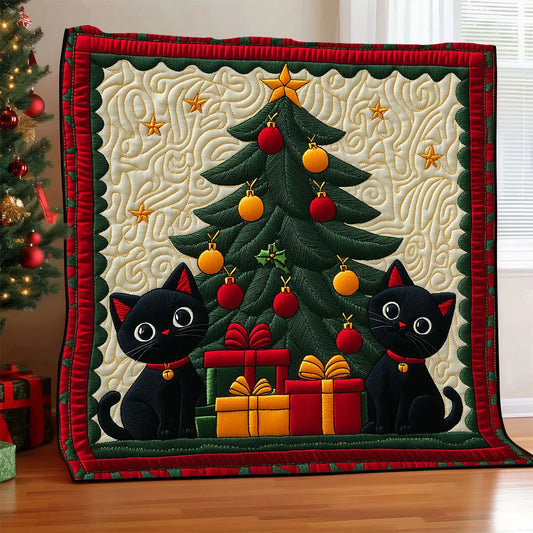 Holiday Whiskers Quilt Blanket