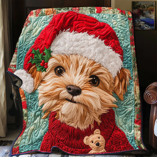 Holiday Yorkie Quilt Blanket