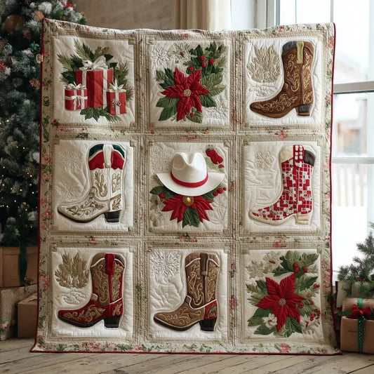 Holly Cowboy Boots Quilt Blanket