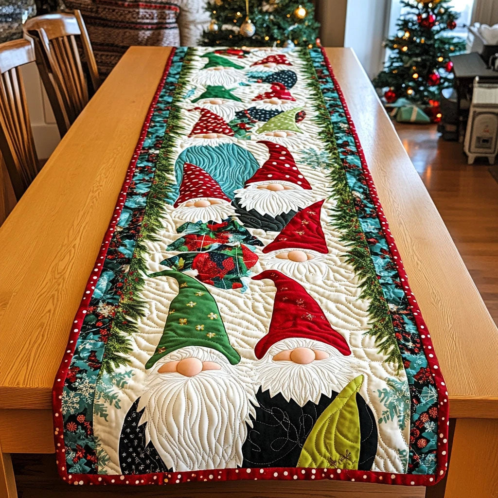 Holly Jolly Elves Quilted Table Runner