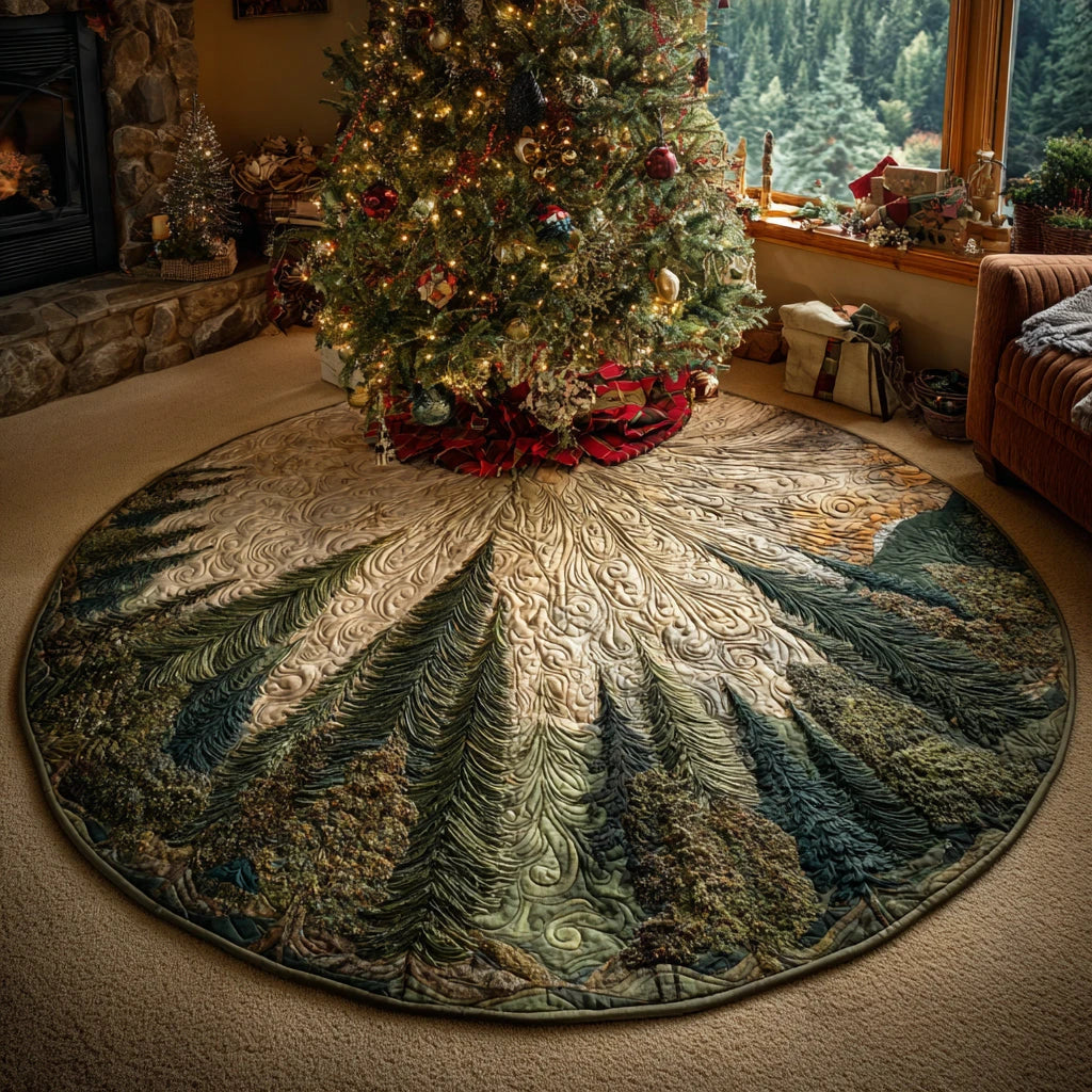 Holly Pine Wilderness Christmas Quilted Tree Skirt